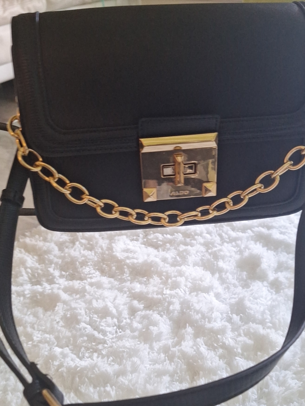 Aldo Black Crossbody Bag with Gold-Tone Lock